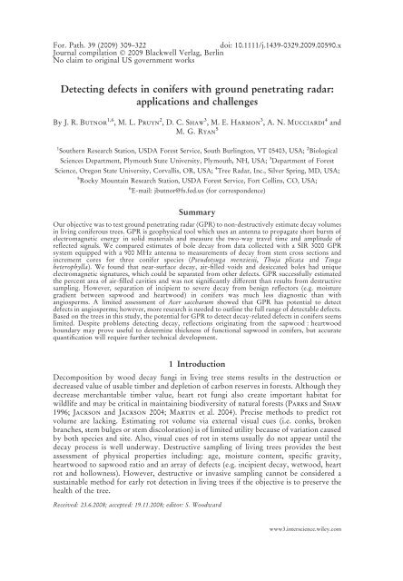 Detecting defects in conifers with ground penetrating radar - Forest ...