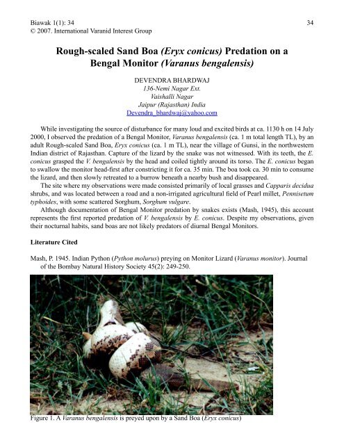 Biawak - International Varanid Interest Group