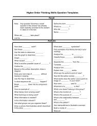 Higher Order Thinking Skills Question Templates