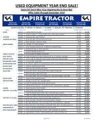 USED EQUIPMENT YEAR END SALE! - Empire Tractor