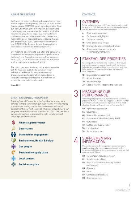Tullow Oil plc 2011/2012 Corporate Responsibility Report - The Group