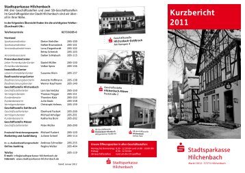 Kurzbericht 2011 - Stadtsparkasse Hilchenbach