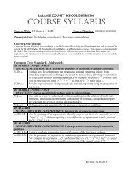 Course Syllabus-IB Math 1 - Laramie County School District #01