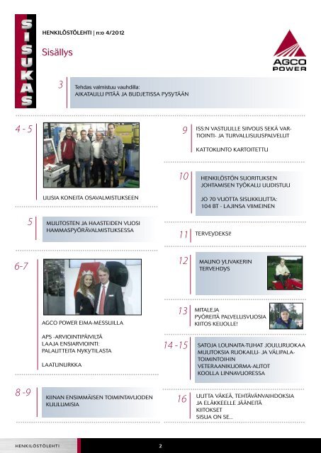 Sisukas - henkilÃƒÂ¶stÃƒÂ¶lehti N:o 4/2012 - AGCO Power