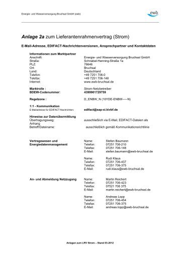 Anlage 2a - und Wasserversorgung Bruchsal GmbH