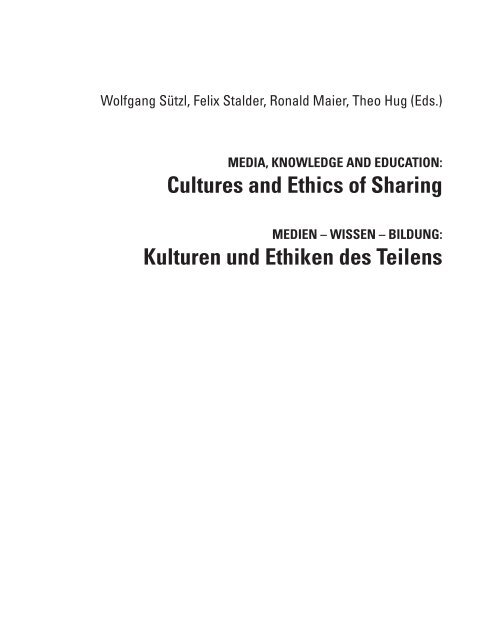 Cultures and Ethics of Sharing - UniversitÃ¤t Innsbruck