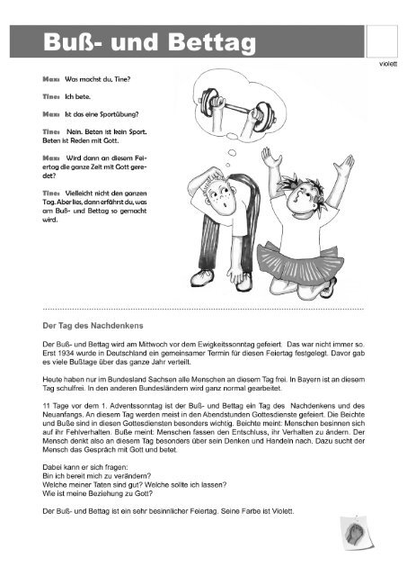 Pdf A Arbeitsblatt Buaÿ Und Bettag Kirchenjahr