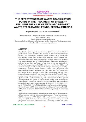 The Effectiveness of Waste Stabilization Ponds in The Treatment of ...