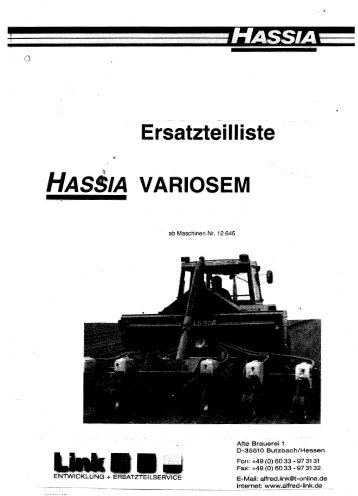 Ersatzteilliste EinzelkornsÃ¤maschine VS ab 12645 als PDF zum ...