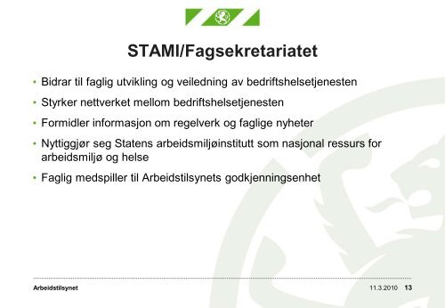 Arbeidstilsynet og bedriftshelsetjenesten â sammen for et bedre ...