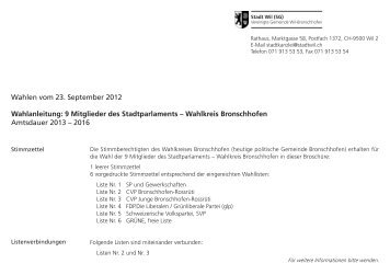 9 Mitglieder des Stadtparlaments - Wahlkreis - Stadt Wil