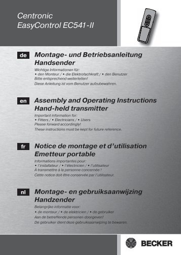 Becker Centronic EasyControl EC541 II Anleitung - auf enobi.de