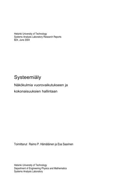 Systeemiäly - Systeemianalyysin laboratorio