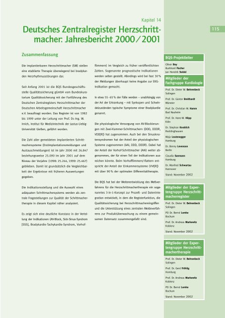 Deutsches Zentralregister Herzschrittmacher - BQS-Institut