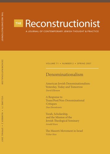 Denominationalism - Reconstructionist Rabbinical Association
