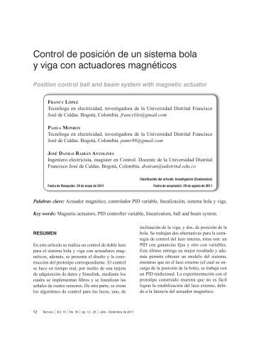 Control de posición de un sistema bola y viga con actuadores ...