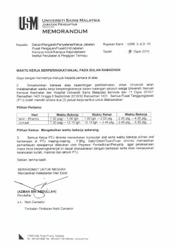 Waktu Kerja Berperingkat/Anjal Pada Bulan Ramadhan - Jabatan ...