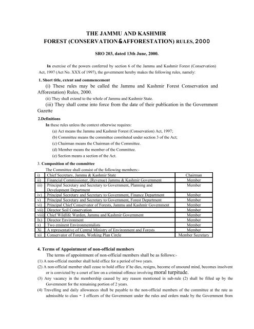 J&K Forest Conservation & Afforestation Rules - the official website ...