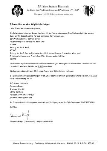 Einzugsermächtigung - BdP Stamm Hattstein