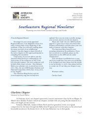 Southeastern Regional Newsletter - American Harp Society