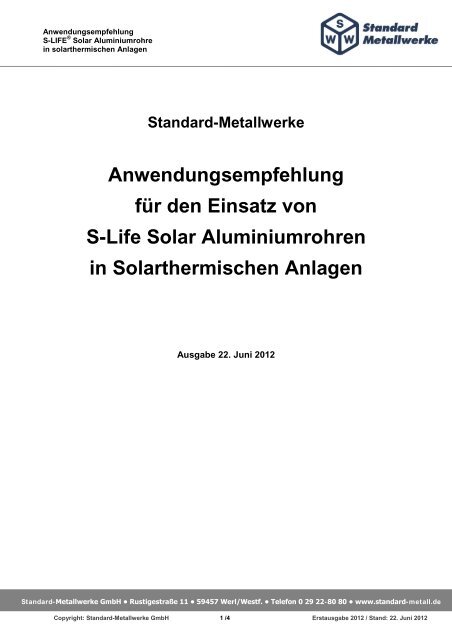 Aufbau einer solarthermischen Anlage mit S-LIFE -  Standard ...