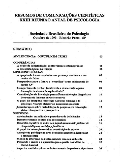 1993 - Sociedade Brasileira de Psicologia