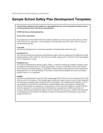 Sample School Safety Plan Development Templates