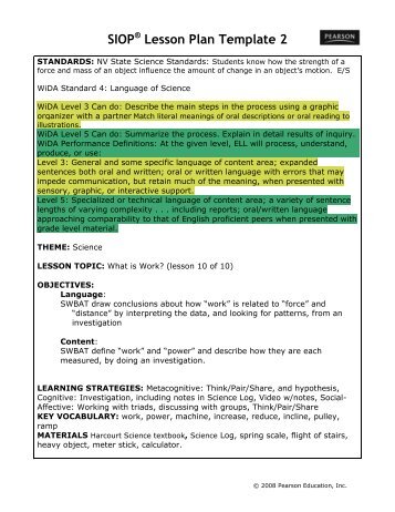 siop lesson plan template 2 washoe county school district