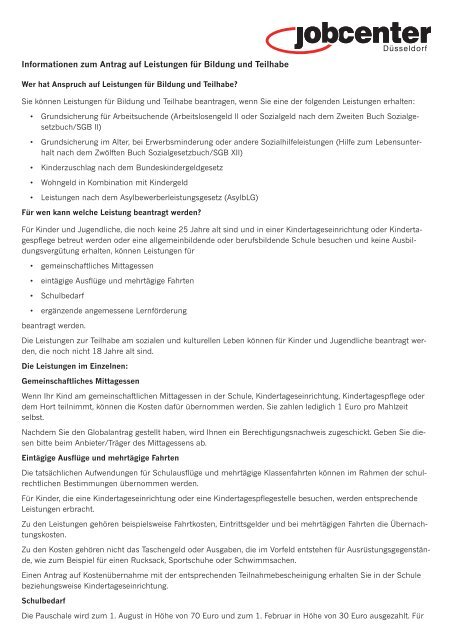 Jobcenter düsseldorf lernförderung