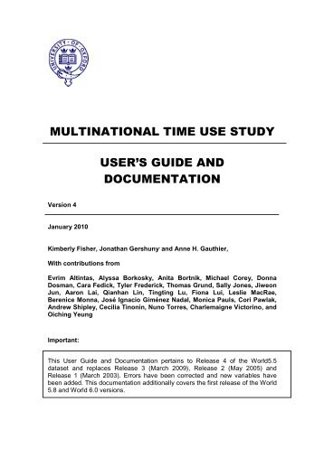 multinational time use study user's guide and documentation