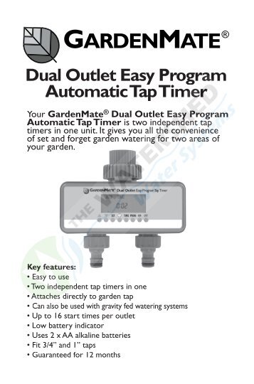 Gardenmate Two Dial Automatic Tap Timer Manual