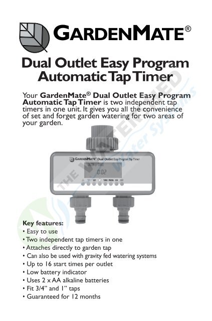 GM Dual Outlet Automatic Easy Program Tap Timer - Pope Products