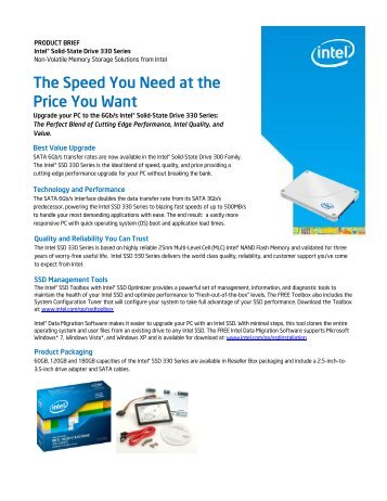 Intel SSD 330 Series Datasheet (PDF) - starline Computer GmbH