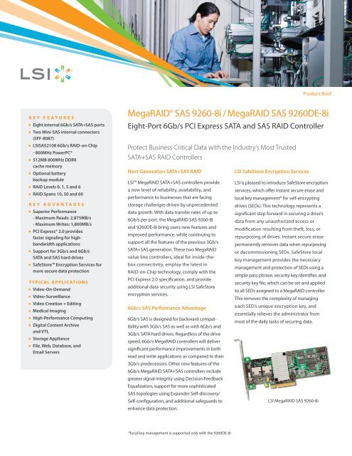 LSI MegaRAID SAS 9260-8i/MegaRAID SAS 9260DE-8i Product Brief