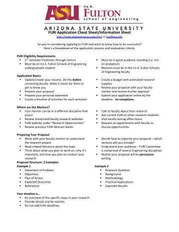 FURI Proposal Guide - Ira A. Fulton Schools of Engineering