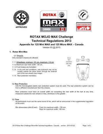 ROTAX MOJO MAX Challenge Technical Regulations 2013