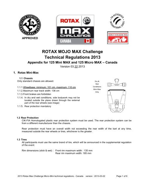 ROTAX MOJO MAX Challenge Technical Regulations 2013