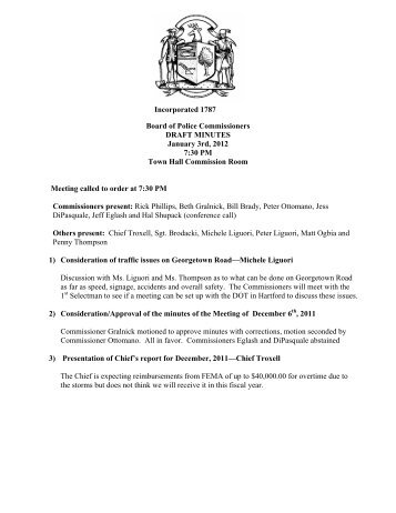 Police Commission Minutes - January 3, 2012 (Draft)