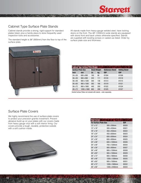 custom engineered granite products, surface plates ... - Starrett