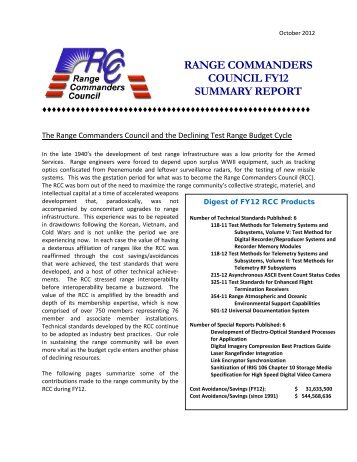 2012 Annual Report - White Sands Missile Range, NM