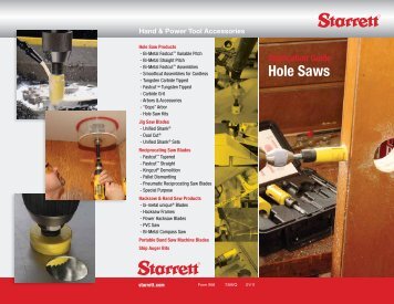 Application Guide Hole Saws - Starrett