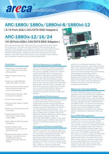 Areca 6Gbit/s SAS RAID Controller ARC-1880 - starline Computer ...