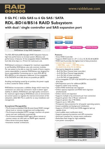 Technical Specifications RDL-BD16/BS16 RAID Subsystem with ...