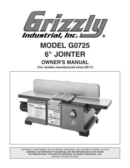 Grizzly g0725 jointer deals