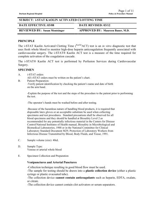 istat coagulation testing istat coagulation testing