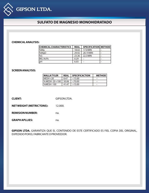 esp sulfato de magnesio - Gipsonltda