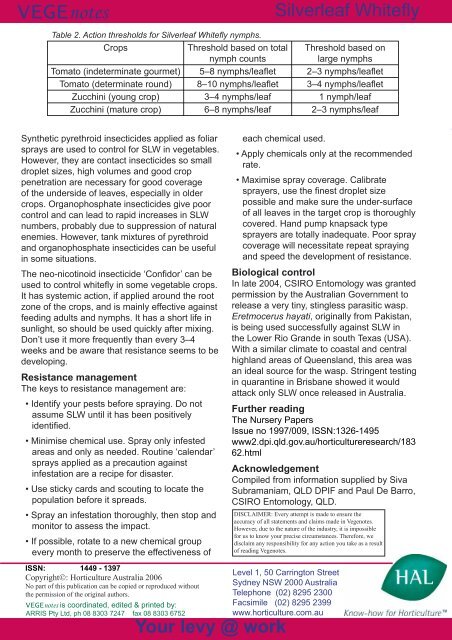 Silverleaf Whitefly Management