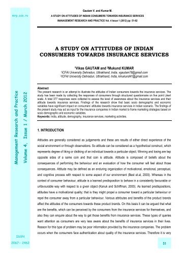 a study on attitudes of indian consumers towards insurance services