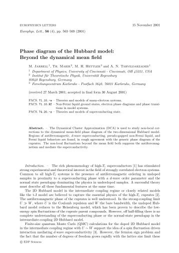 Phase diagram of the Hubbard model - Department of Physics ...