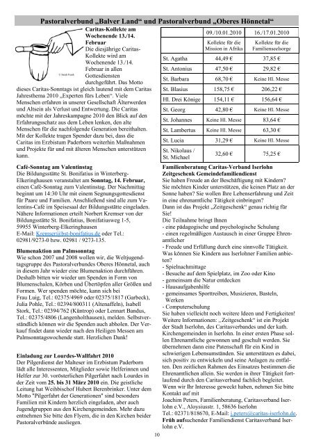 Pastoralbrief 31.01. - 14.02.2010 - Kath. Pfarrei St. Blasius zu Balve